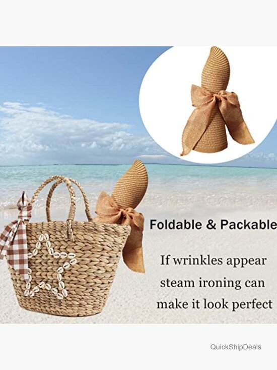 Floppy Big Wide Brim Foldable Straw Sun Hat Travel Beach UV Protection